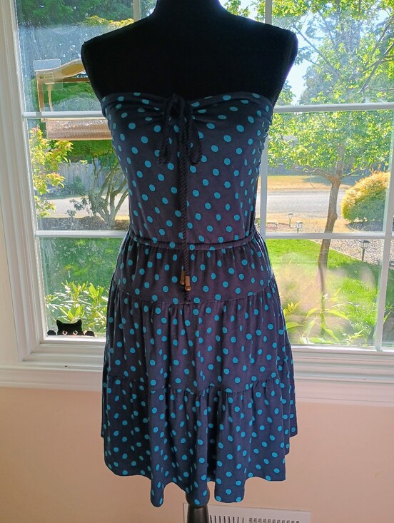Juicy Couture Dresses & Skirts - Juicy Couture Navy Dress with Teal Polka Dots